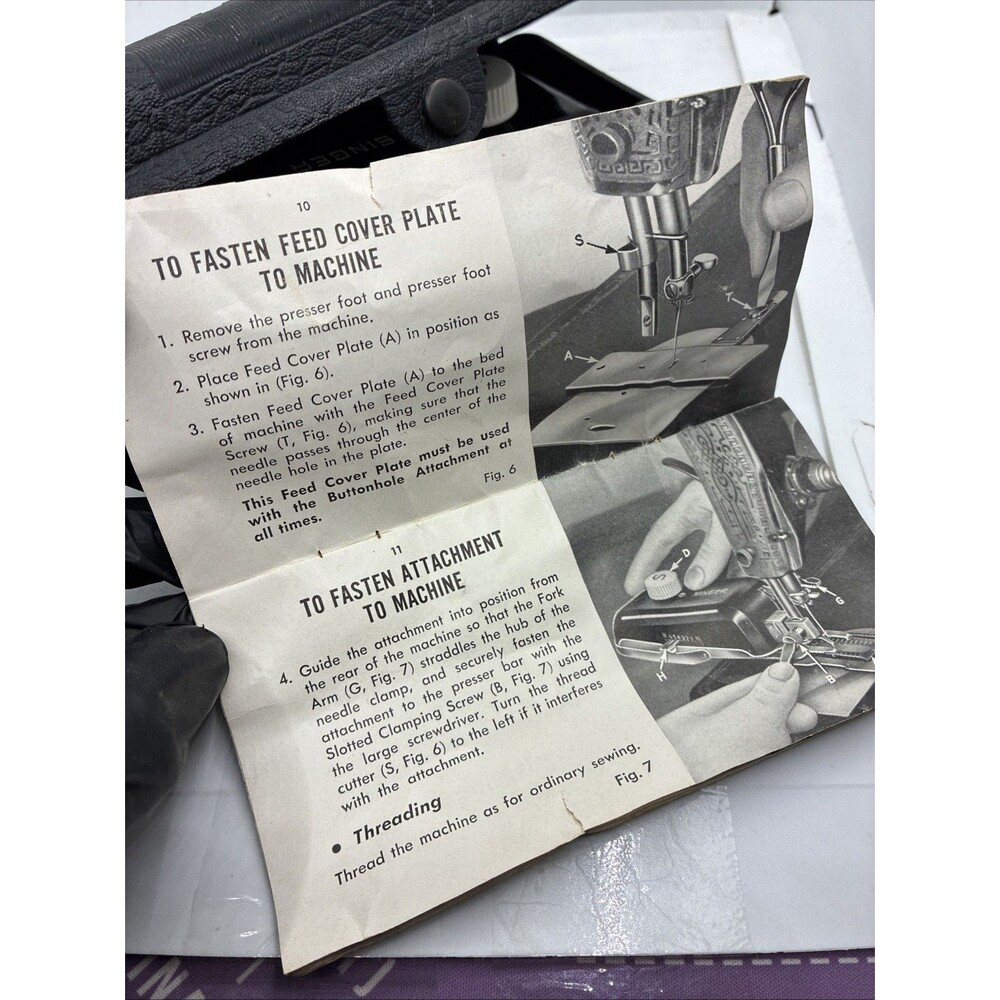 Singer Buttonholer No 160506 Complete with Manual 8 Templates Black Plastic Case - Picture 5 of 15